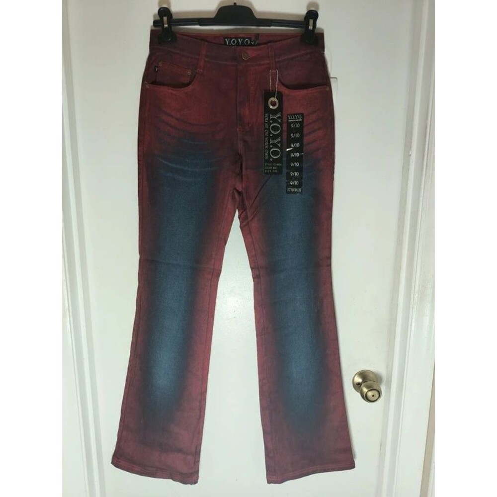 Vintage N.w.t dead stock red and blue ombre shimmer flare leg pants size 9/10